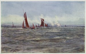 メドウェイの風の強い雨の日 作： William Lionel Wyllie